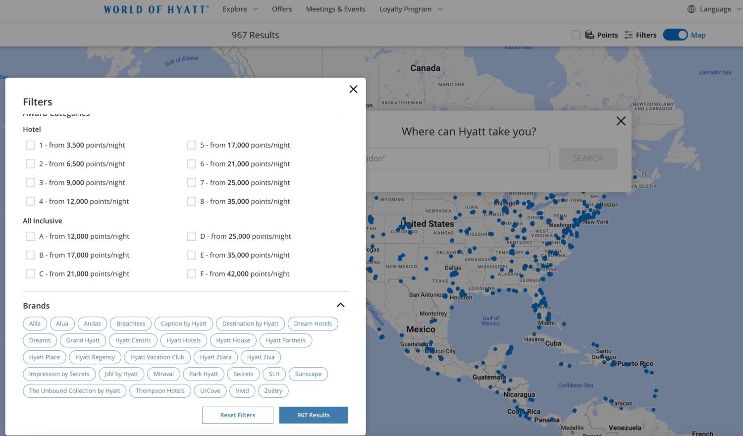 hyatt brands map