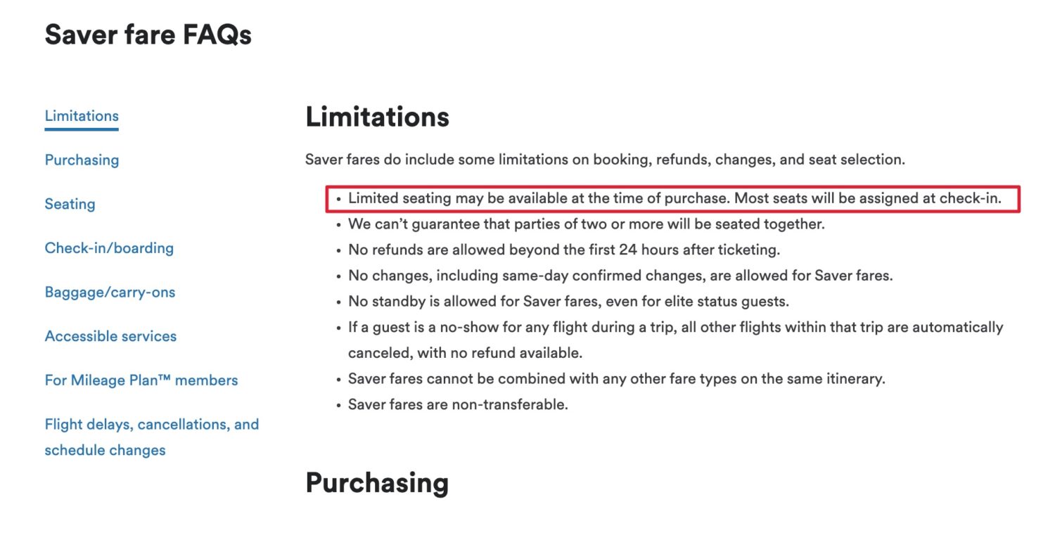 alaska saver fares disclosure