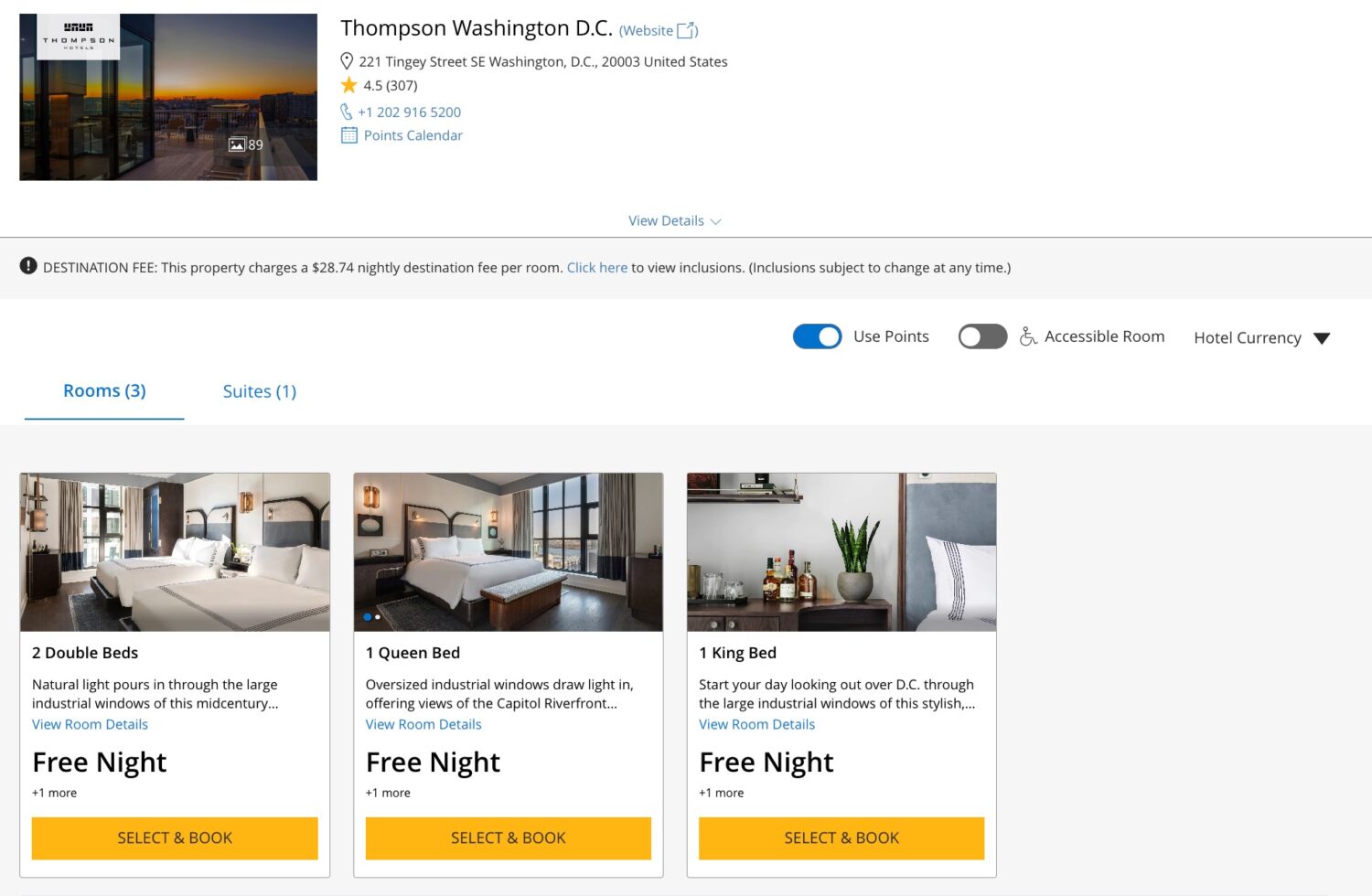 thompson washington dc redemption with hyatt