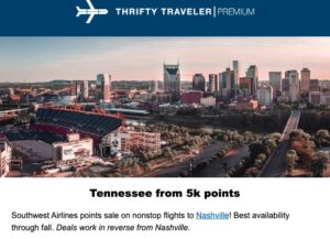 thrifty traveler premium deal southwest nashville points