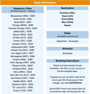 thrifty traveler premium deal southwest hawaii