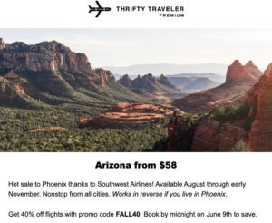 thrifty traveler premium deal to phoenix on southwest