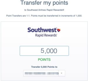 transfer chase points to southwest