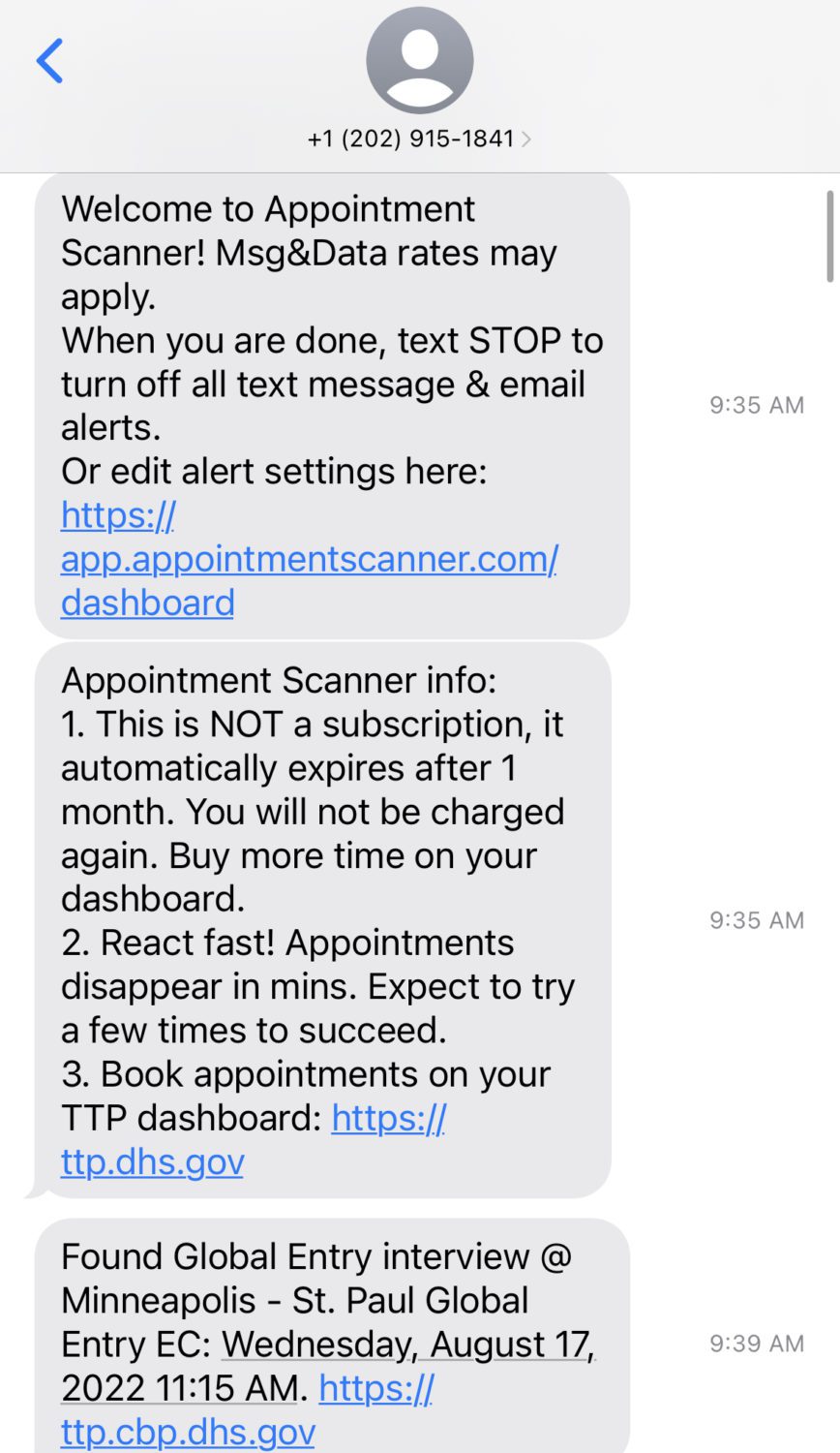 appointment scanner alert