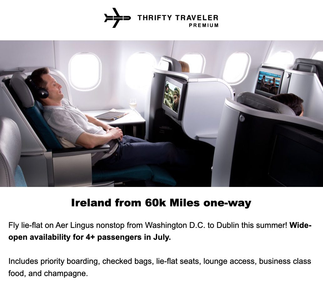 thrifty traveler premium deal aer lingus business class