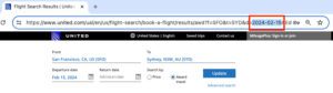 change date in URL on United search