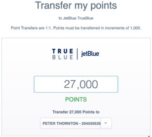 transfer chase points to jetblue