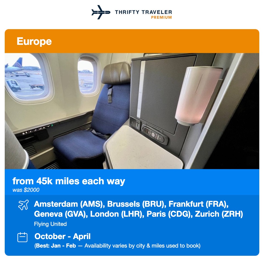 thrifty traveler premium award alert 