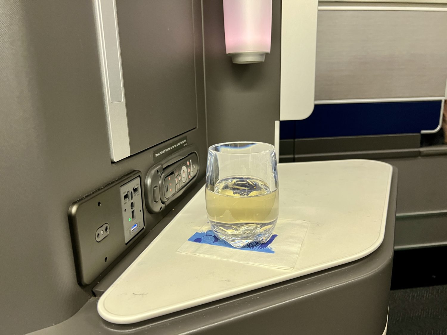 console table with a lamp outlet and drink