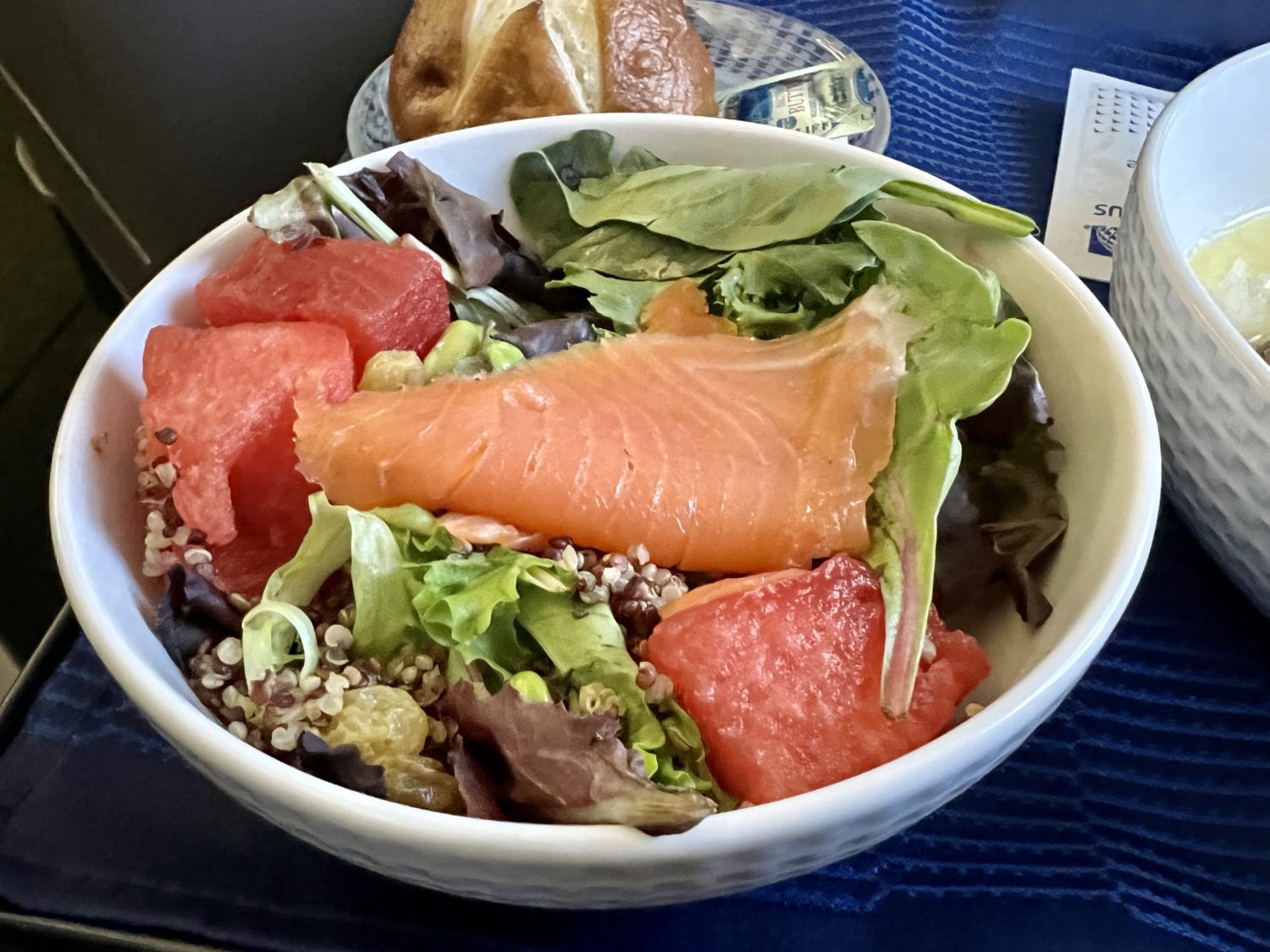 salad with quinoa and smoked salmon