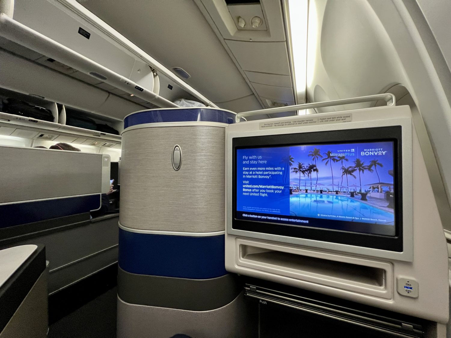 monitor and storage in business class