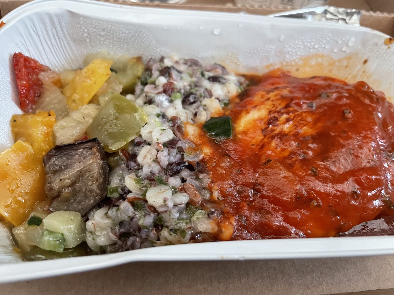 A chicken curry dish onboard an airplane