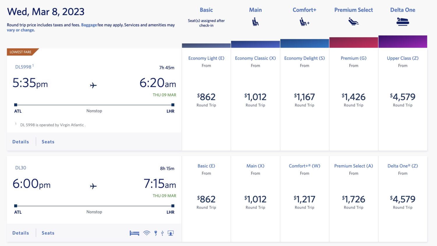 Premium Select fares