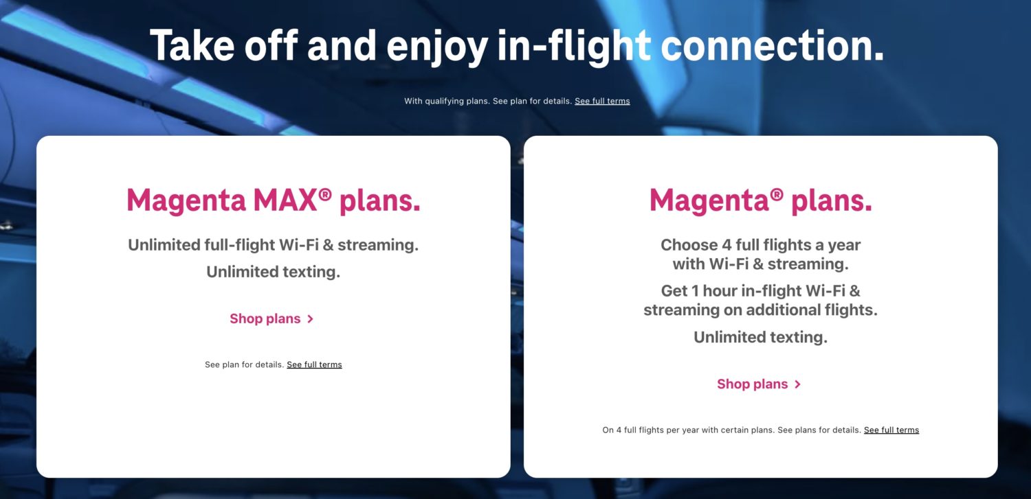 T-Mobile inflight wifi