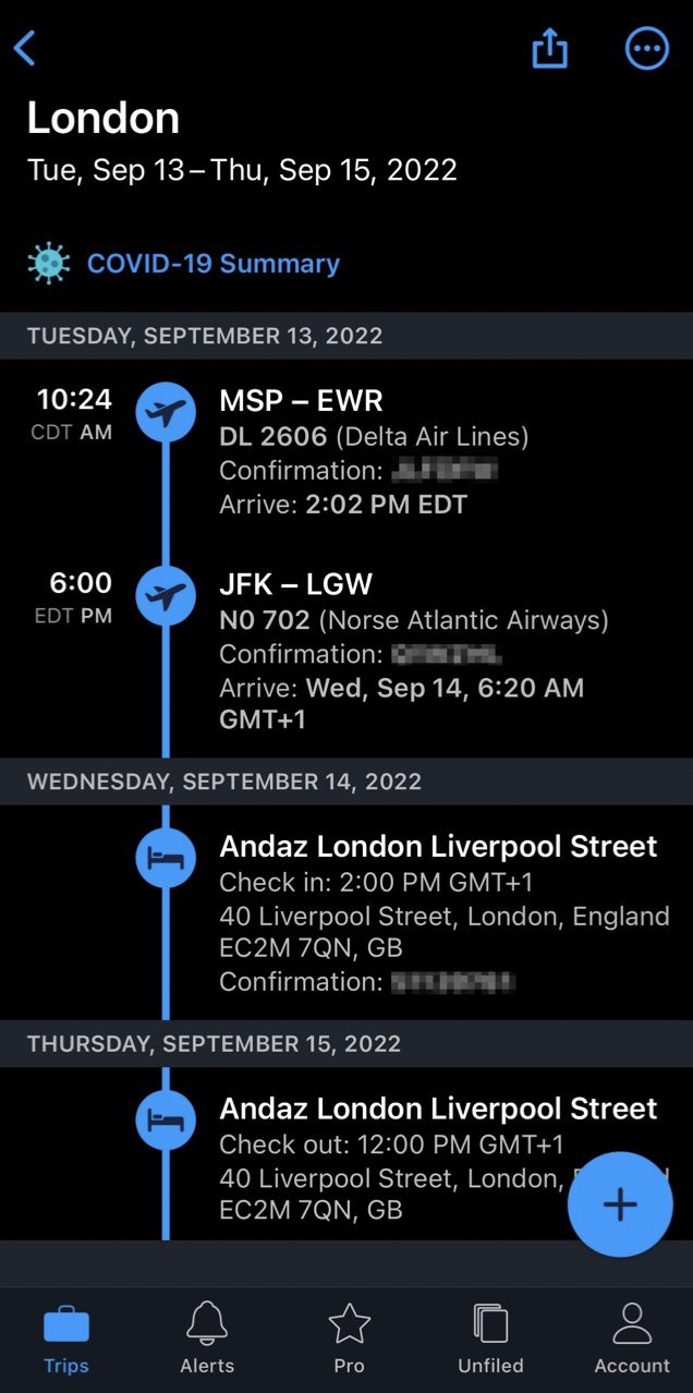 TripIt screenshot