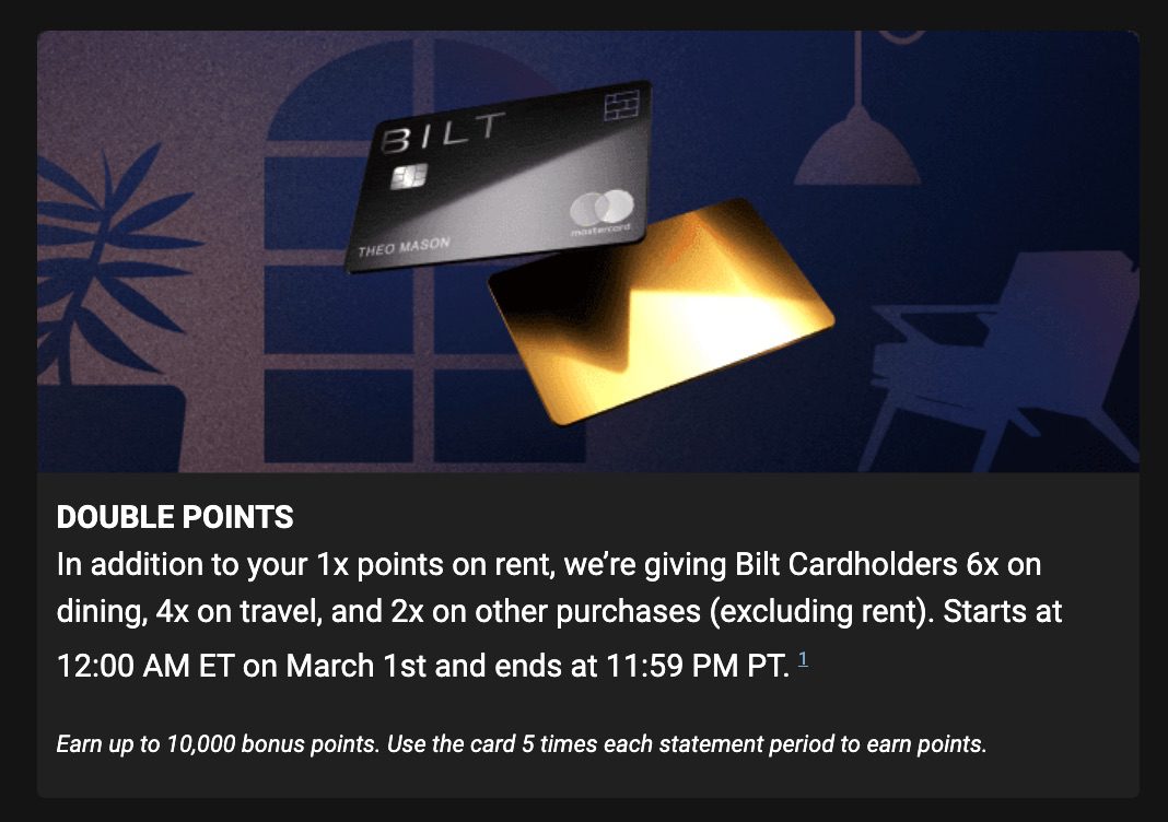 bilt rent day double points