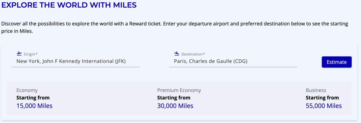 Flying Blue Miles Price Estimator