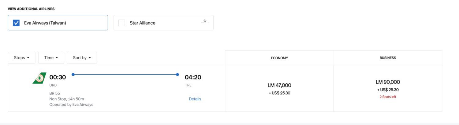 eva lifemiles redemption