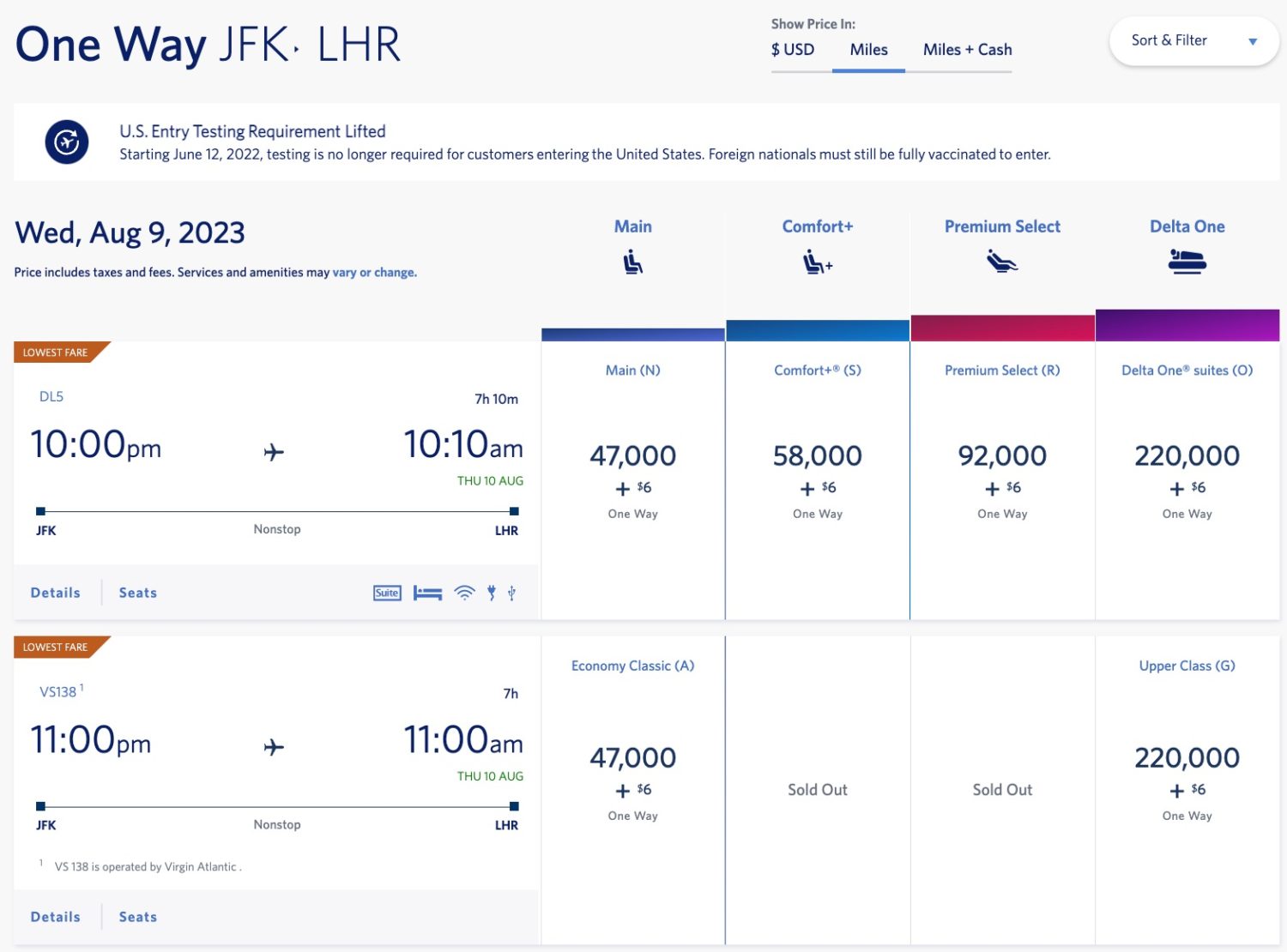 jfk lhr delta skymiles