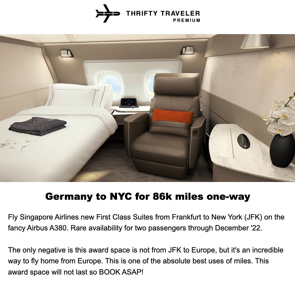 singapore airlines first class award alert