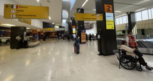 Sign for CBX at Tijuana Airport baggage claim