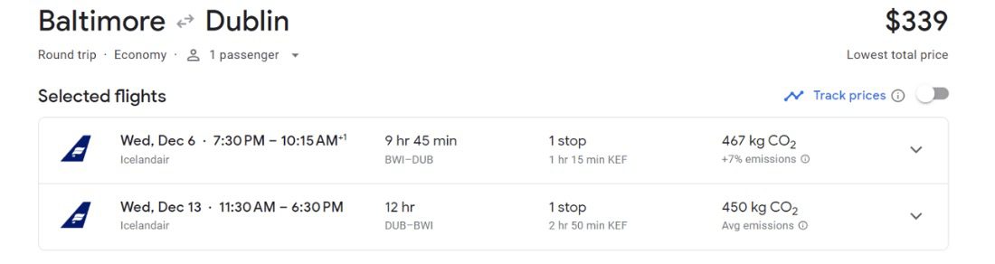 Dublin flight deal