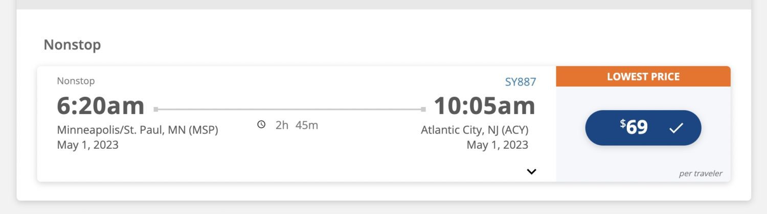 Atlantic City (ACY) fare