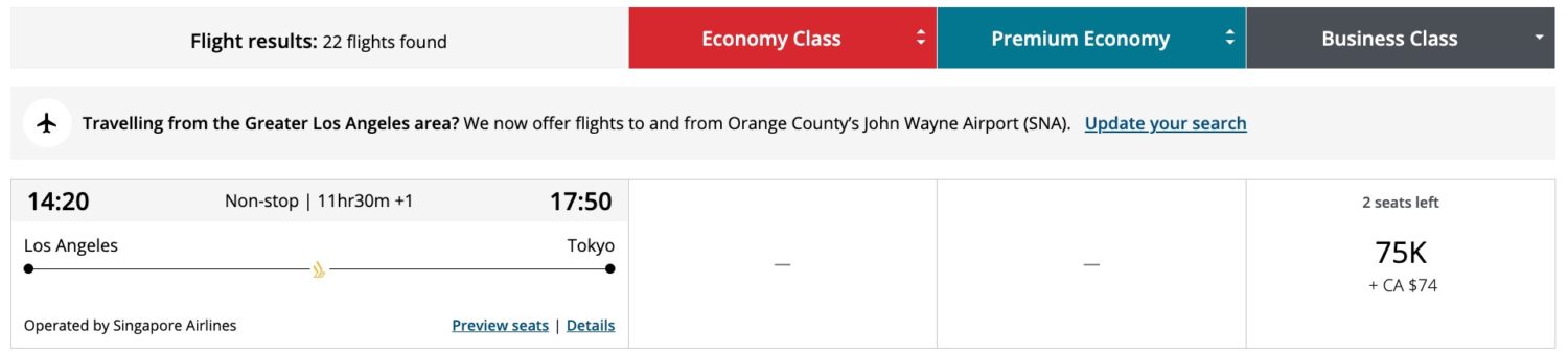 air canada redemption singapore