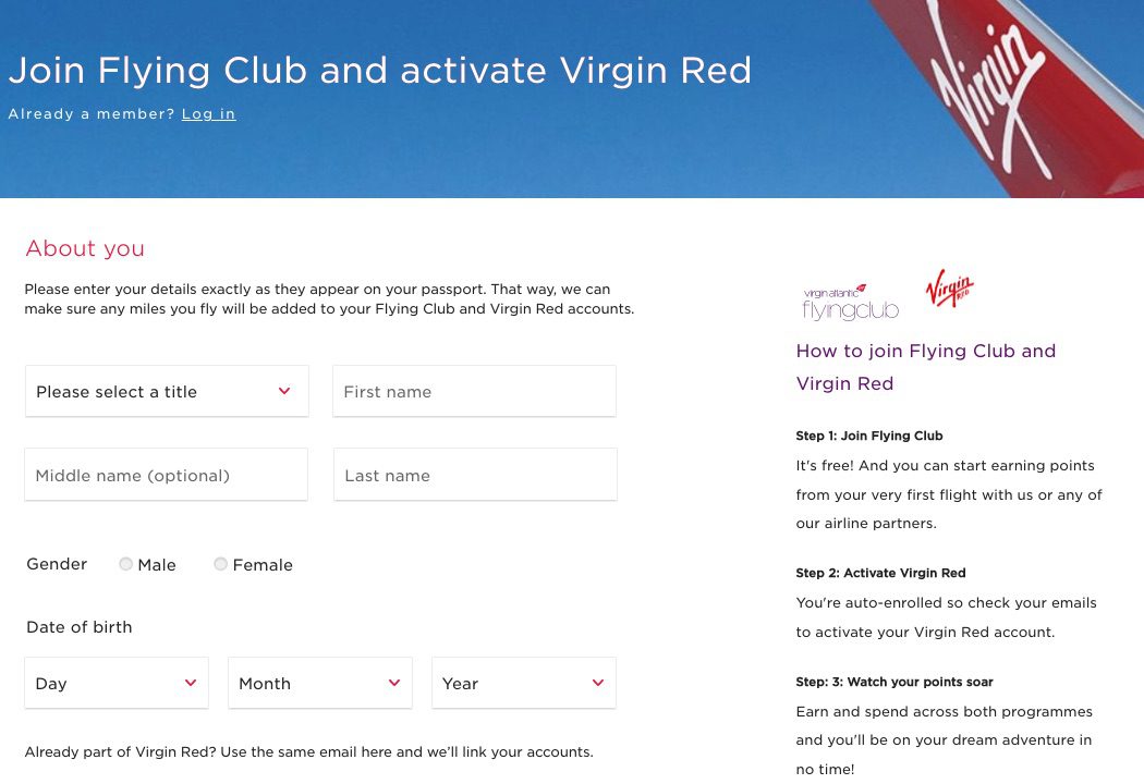 join Virgin Atlantic Flying club and Virgin Red