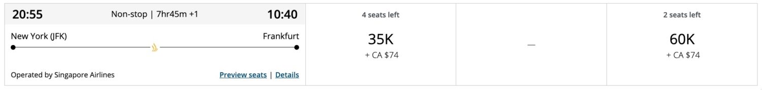 air canada singapore redemption