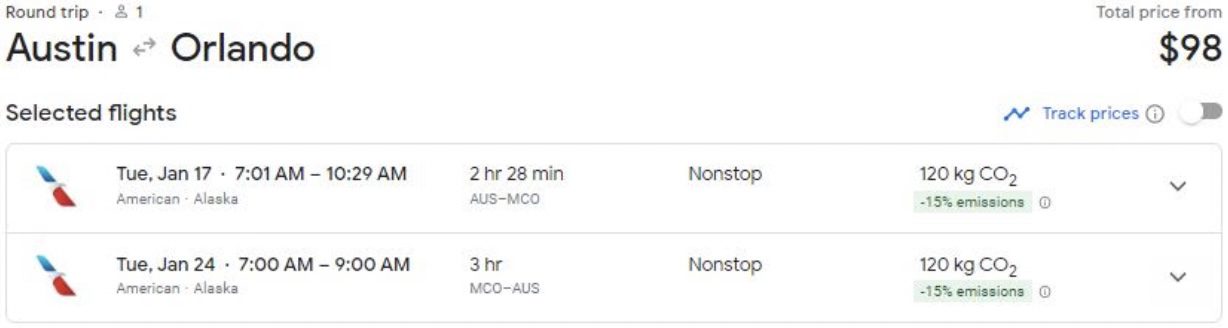 google flights pricing