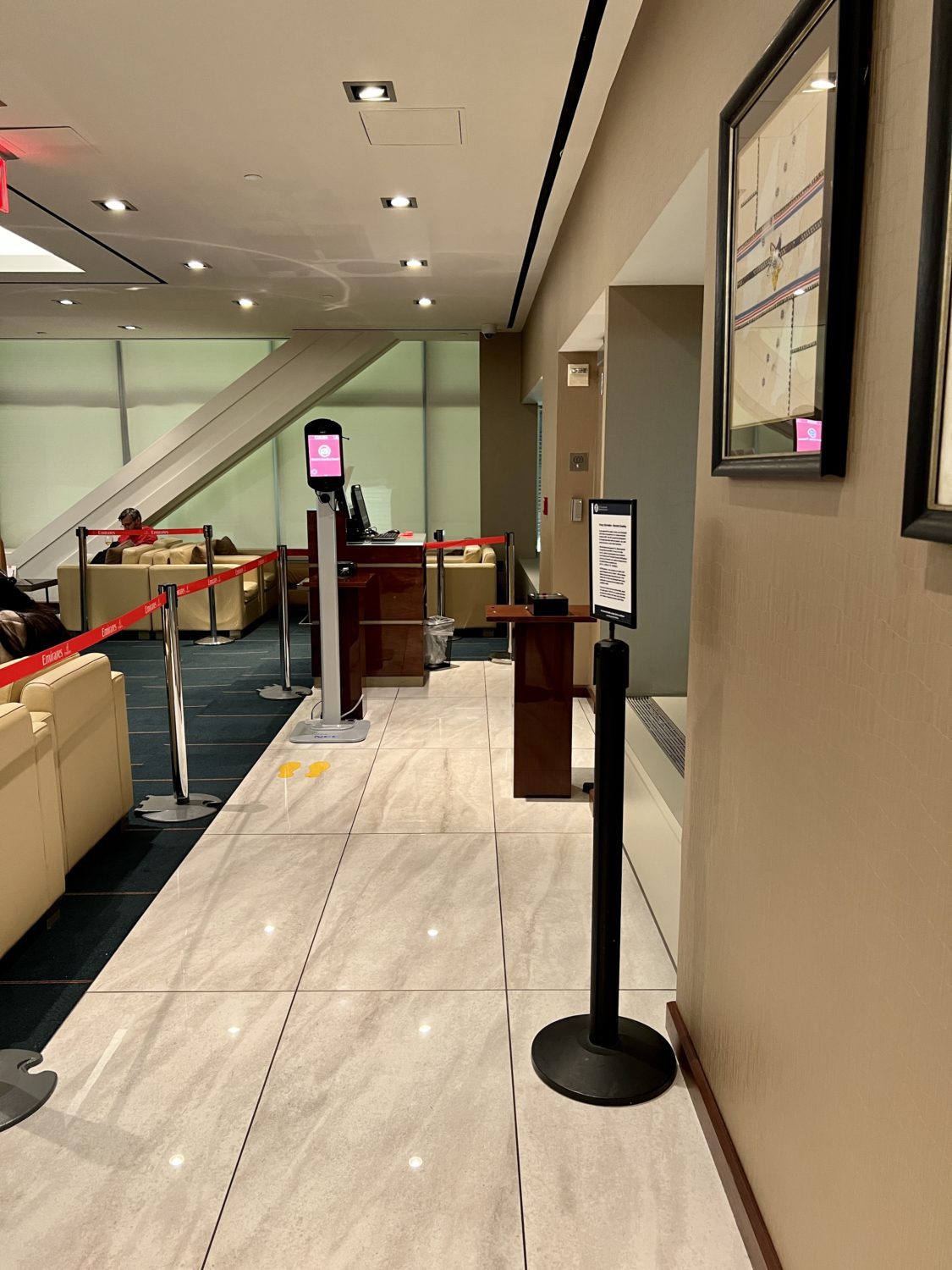 an empty queue for boarding a plane