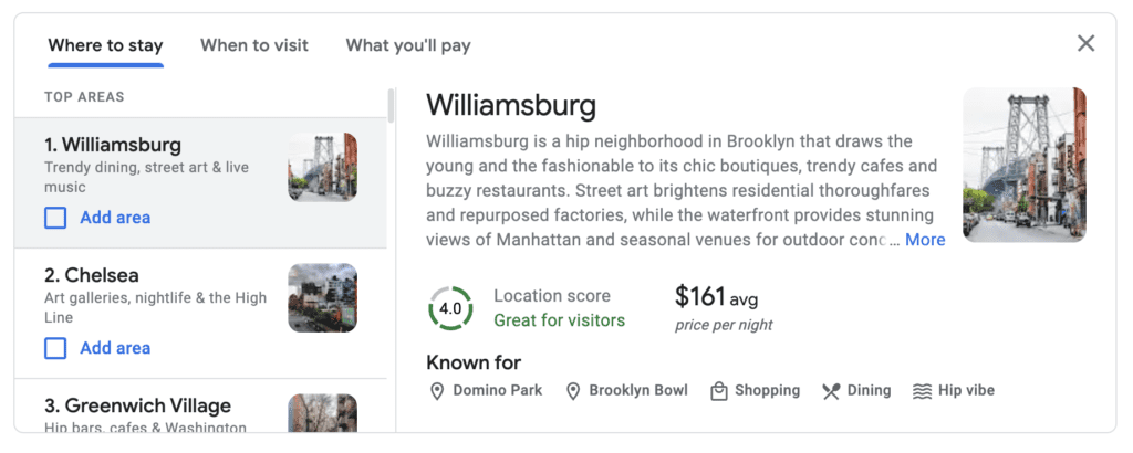 google hotels where to stay feature