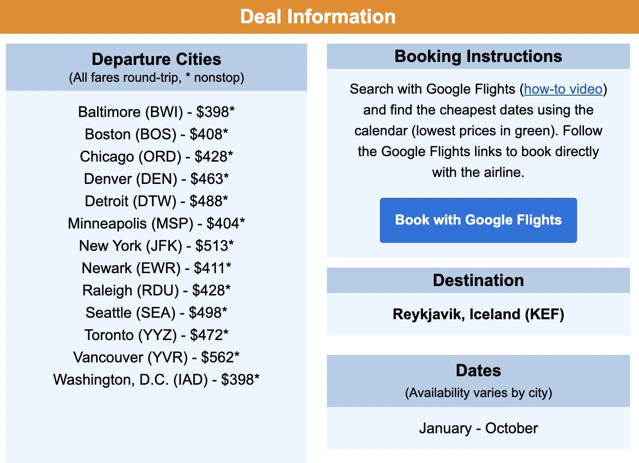 Cheap flights to Iceland