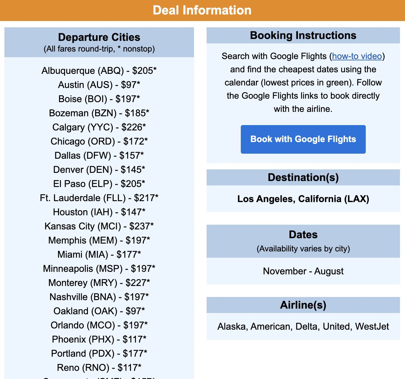 Cheap flights to LA