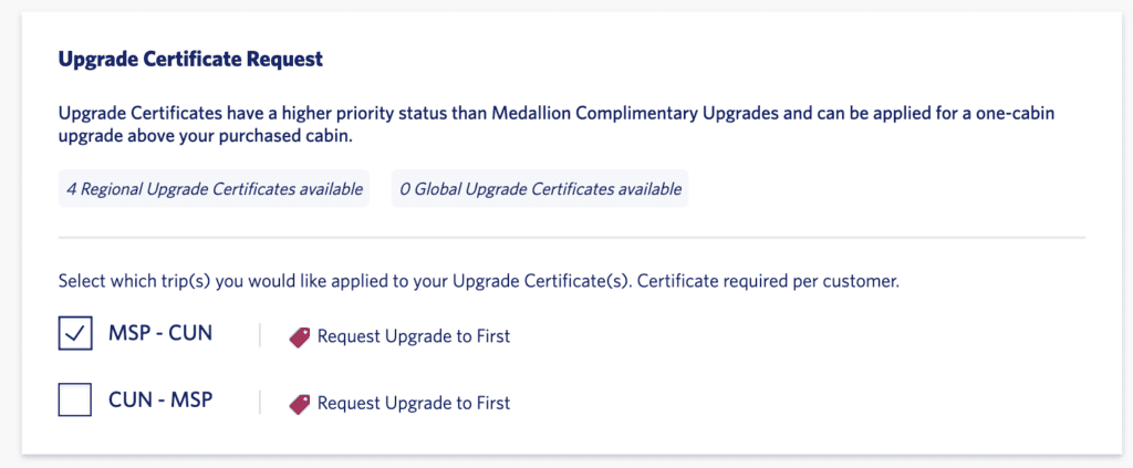 MSP to CUN upgrade certificate request