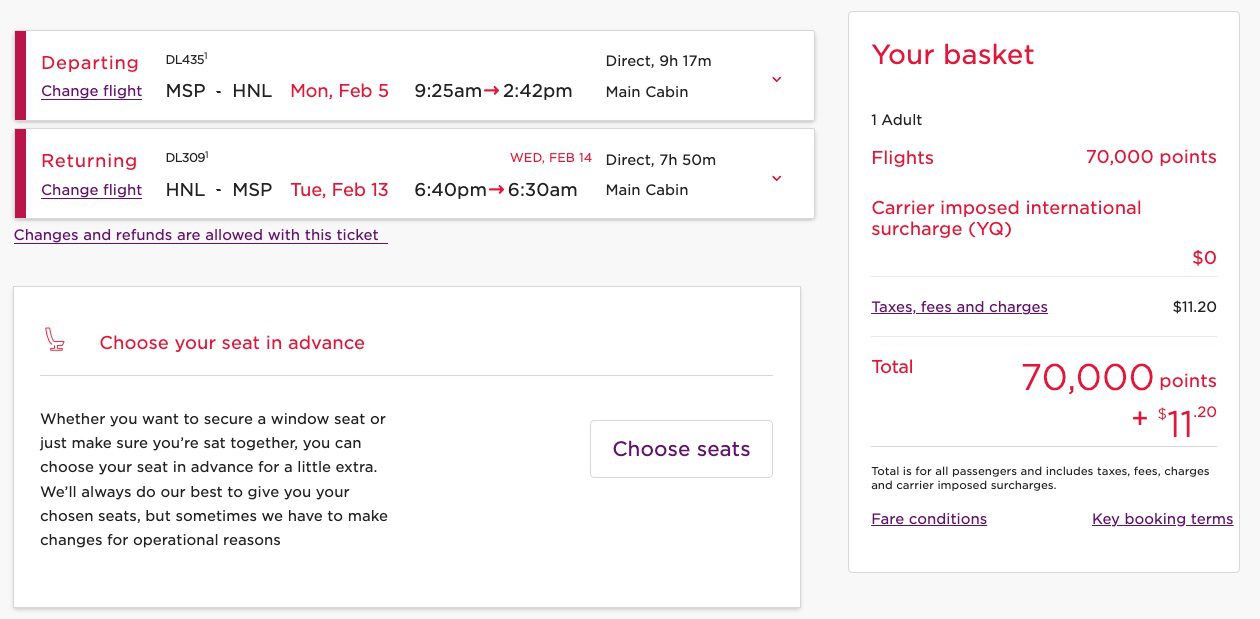 Redeem Capital One Miles for an MSP to HNL Virgin Award flight for 70k miles roundtrip