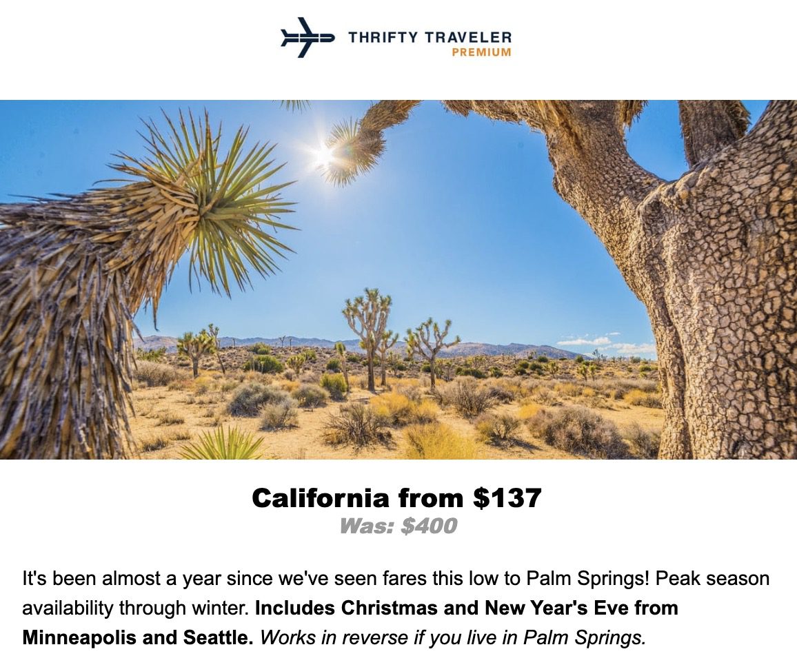 Palm Springs flight deal