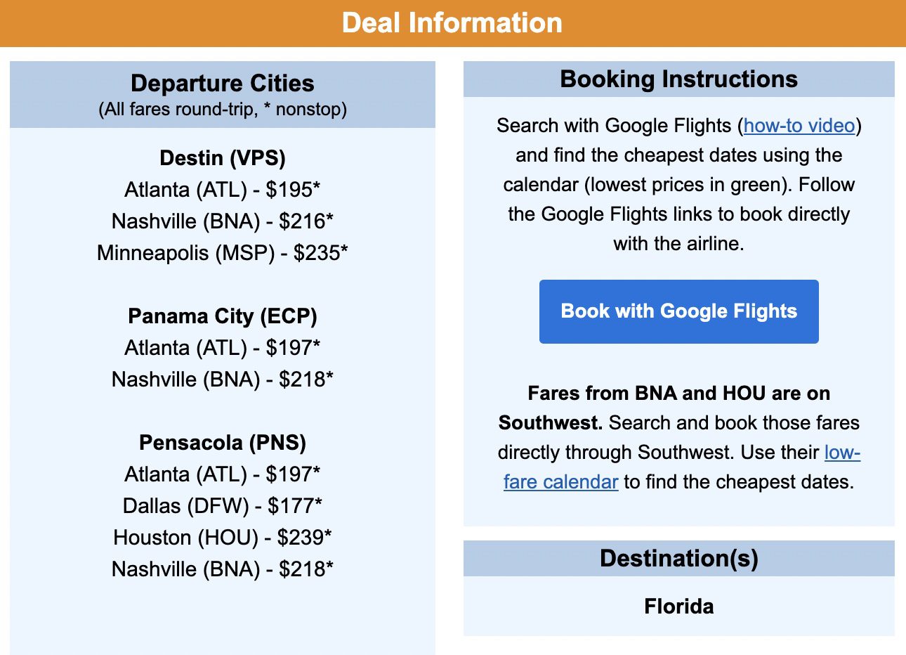 Cheap flights to Florida