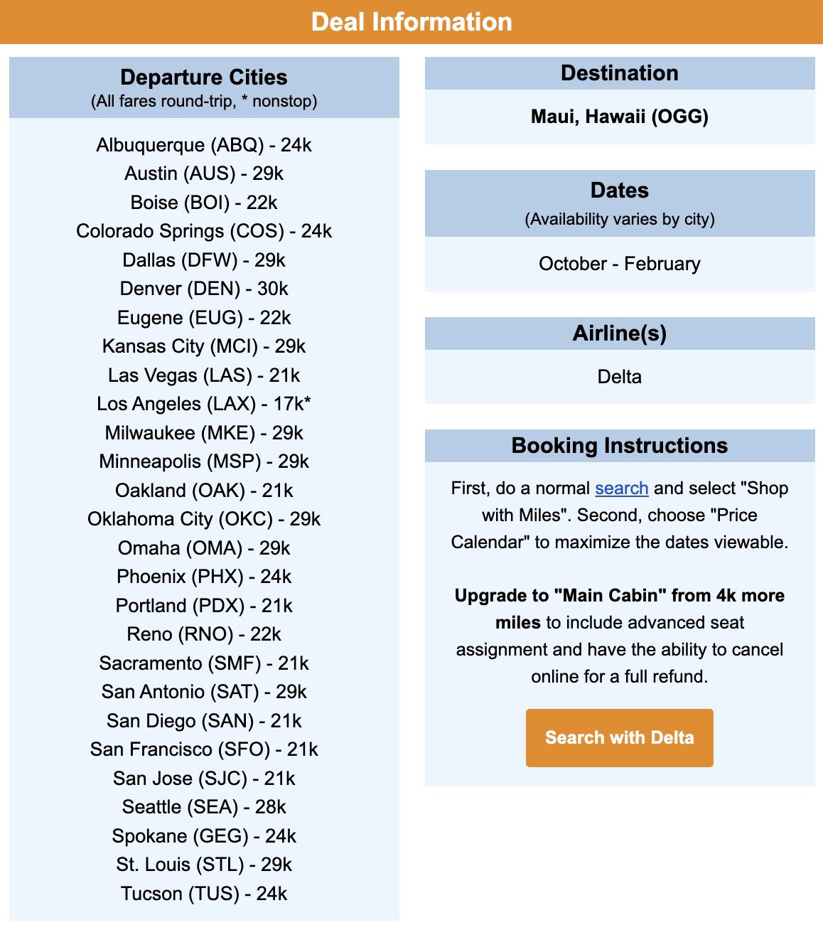 Delta SkyMiles flash sale to Hawaii