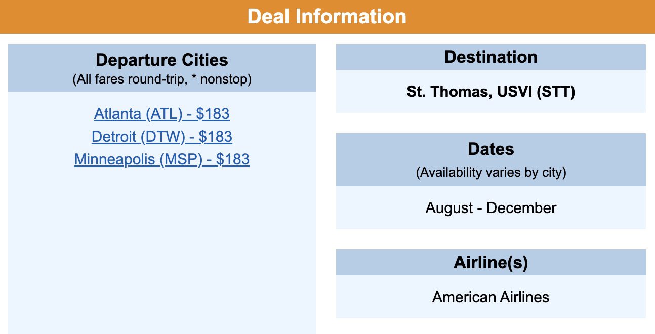 Cheap flights to St. Thomas