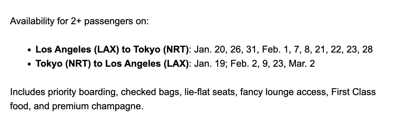 First class to Japan