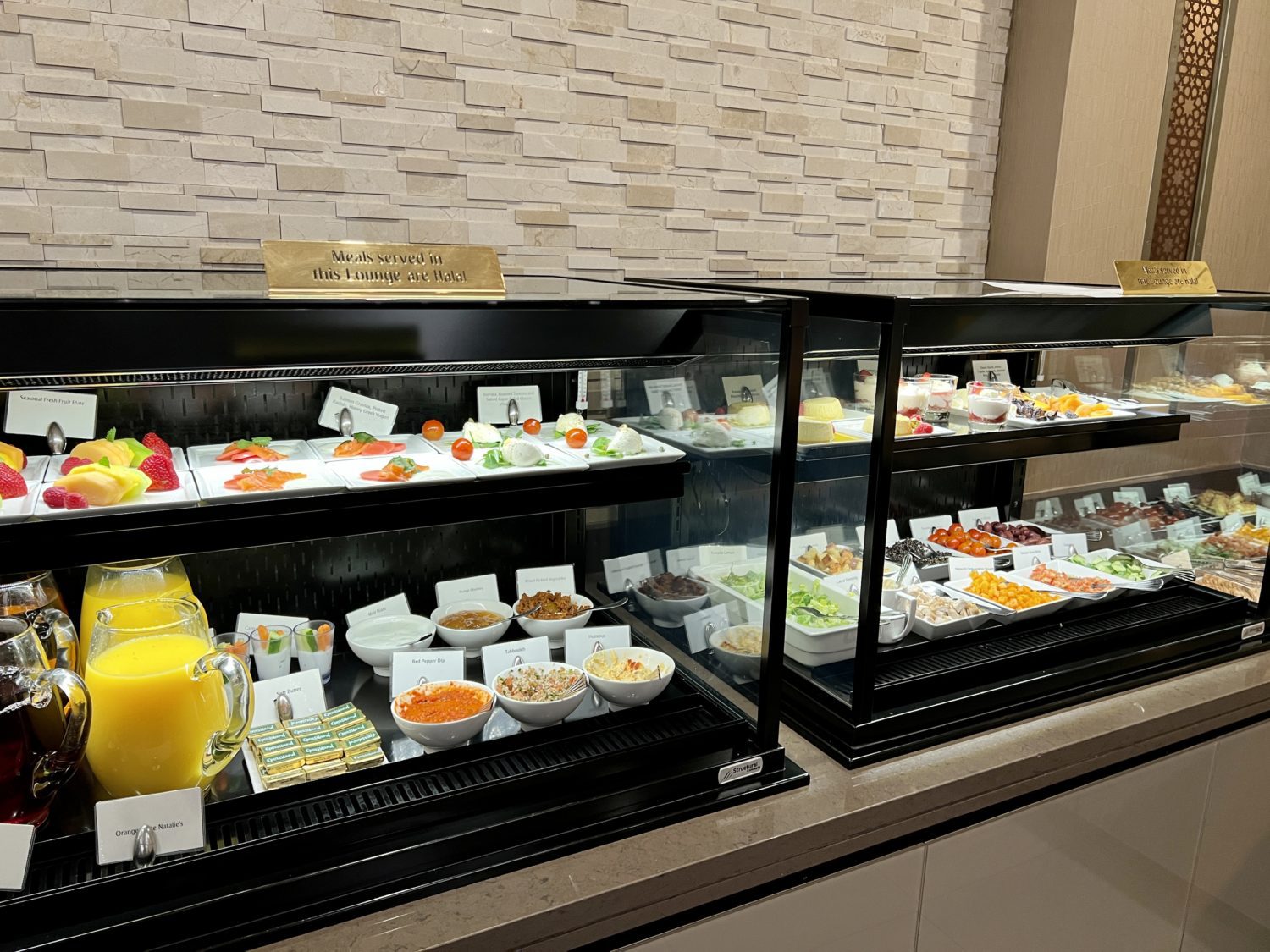 a display full of food