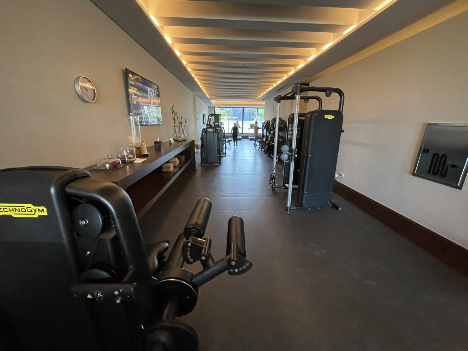 hotel gym with workout equipment
