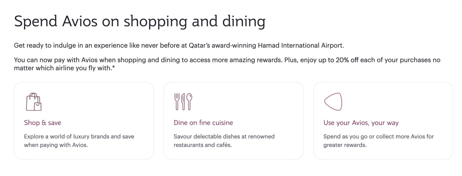 Qatar Airways Privilege Club shop with Avios