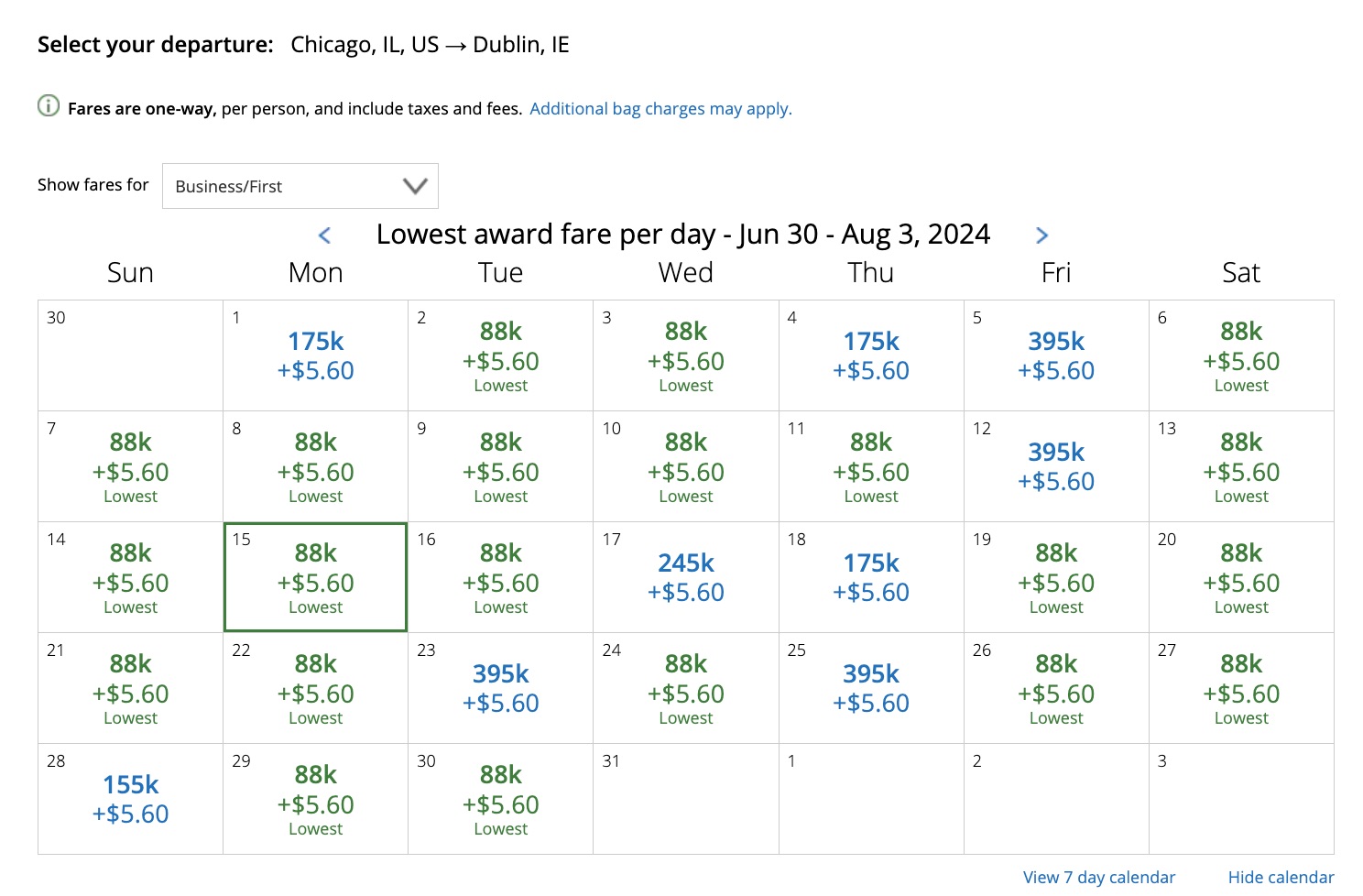 aer lingus availability