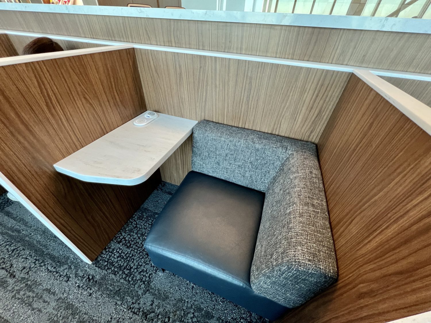 cubby seating with a small work station
