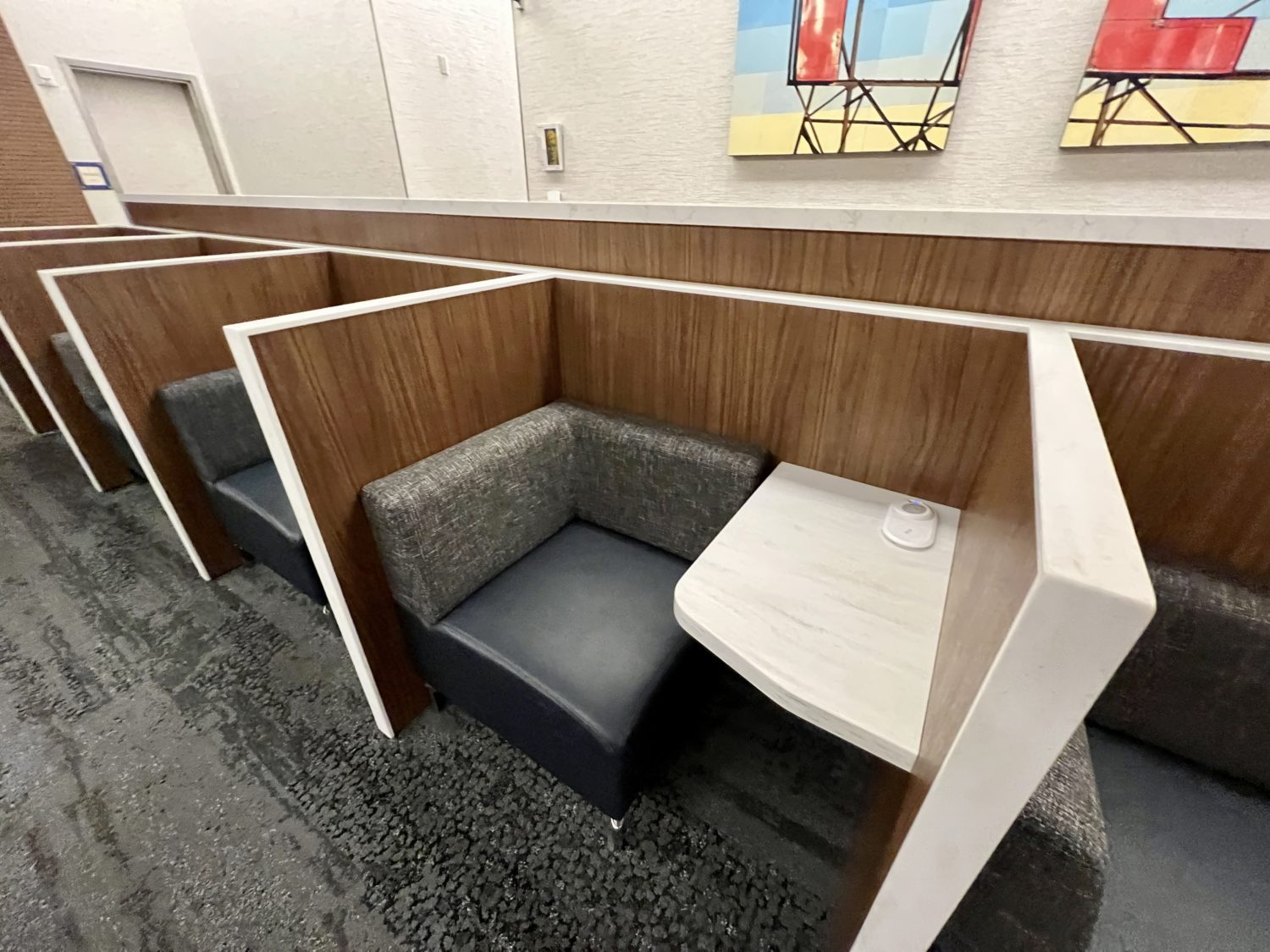 cubicle seating with a small work station