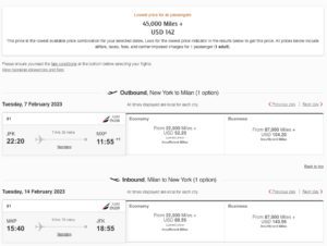 New York to Milan Emirates economy