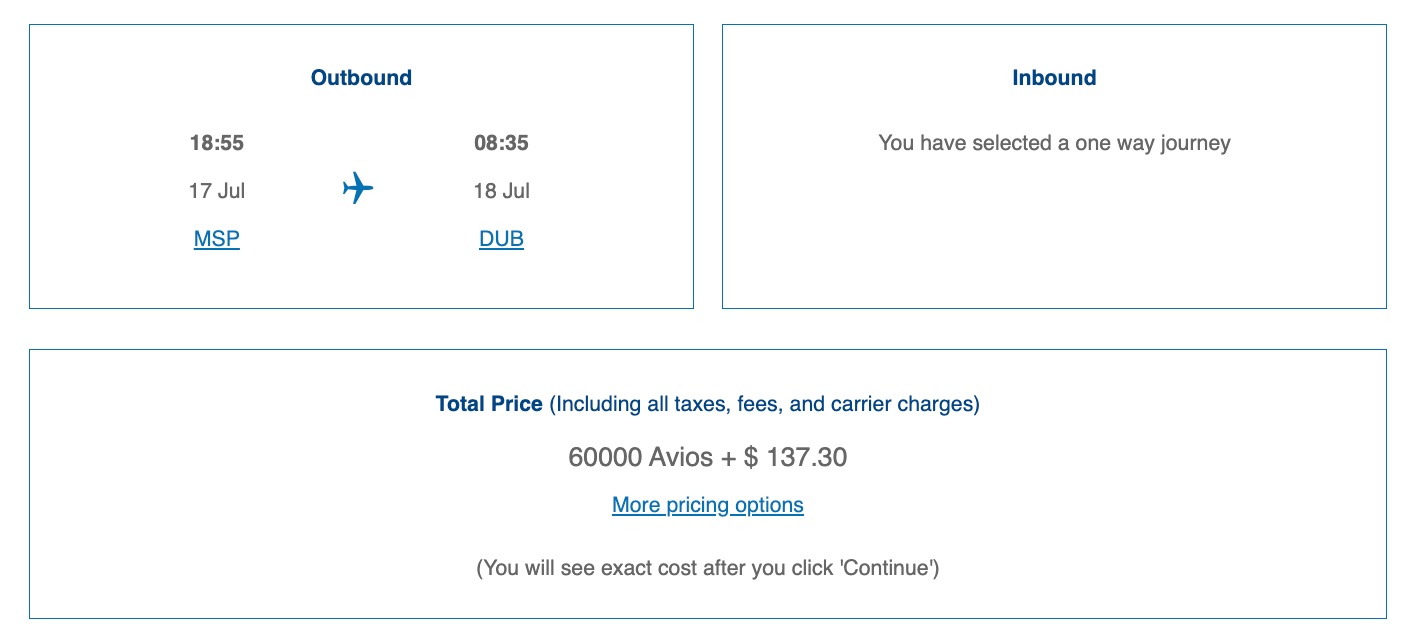 minneapolis to dublin